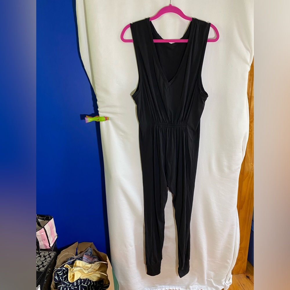 Black Sleeveless Jumpsuit, Size Large